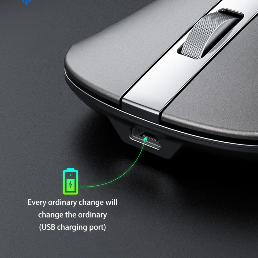 

Aluminum Alloy Computer Mouse Dual Mode 3d Anti-skid Computer Wireless Mouse Rechargeable Mute Computer Accessories 1600dpi