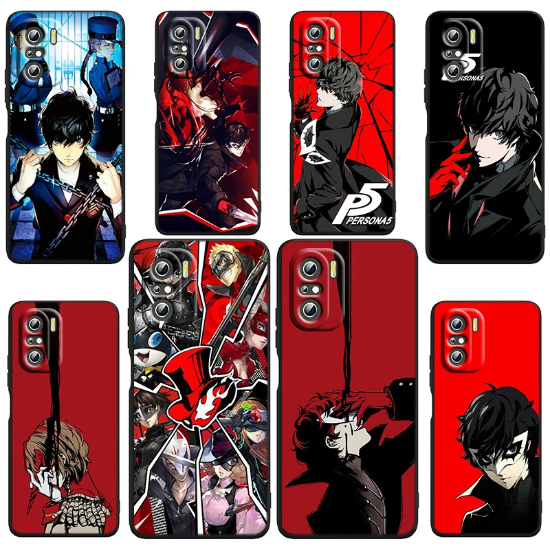

P5 P Persona 5 For Xiaomi Redmi Note 12 Turbo 11E 11S 11 11T 10 10S 9 9T 9S Pro Plus 5G Black Phone Case