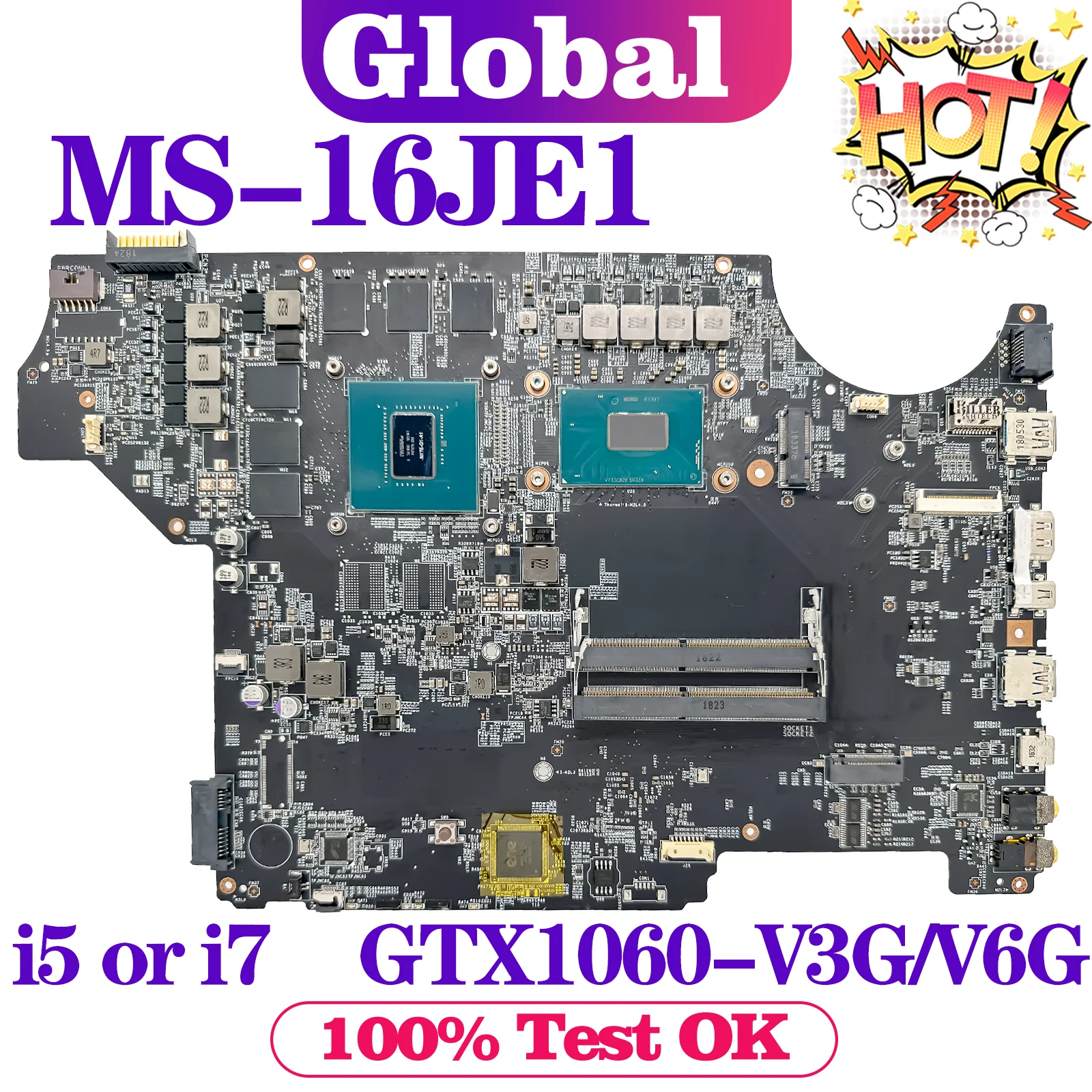 

KEFU Mainboard For MSI MS-16JE1 MS-16JE GV62 8RE Laptop Motherboard i5 i7 8th Gen GTX1060-V3G/V6G