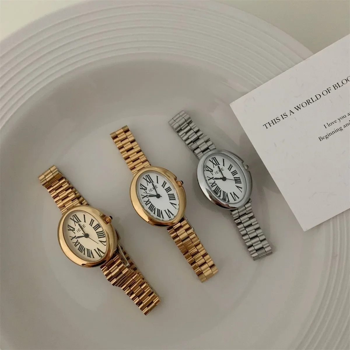 Женские кварцевые часы роскошные модный овальный циферблат винтажный золотой