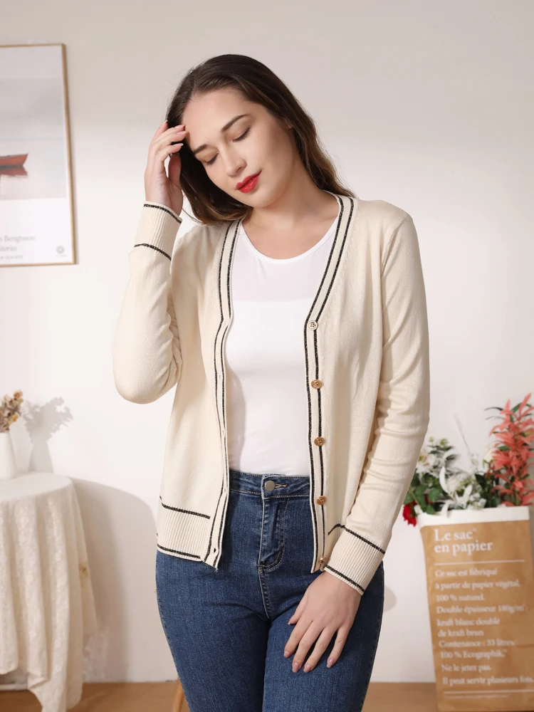 

Tricot Outerwear Crochet Top Black Cropped Korean Fashion Style Cardigan Female V-neck Knitted Ladies Sweaters Clothing Blouses