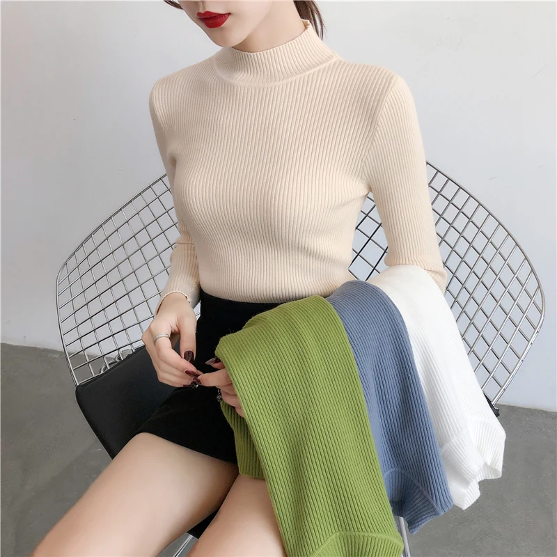 

2022 New-coming Autumn Winter Top Pull Femme Turtleneck Pullovers Sweaters Long Sleeve Slim Spring Sweater Women's Clothes