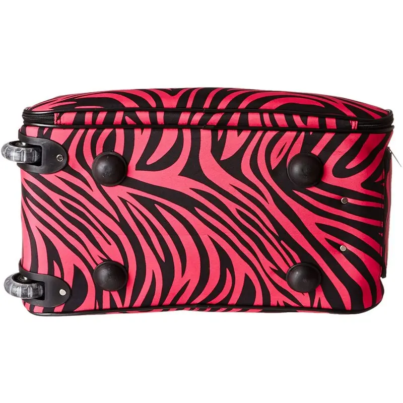 Animal Prints 21-Inch Carry-On Rolling Duffel Bag - Fuchsia Black Zebra