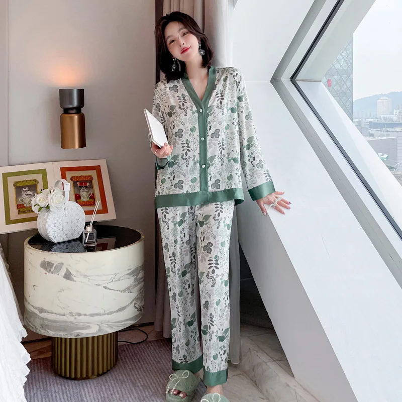 

Новый стиль, женские пижамы, Осенний простой костюм с длинным рукавом и принтом, домашняя одежда для сна оптом