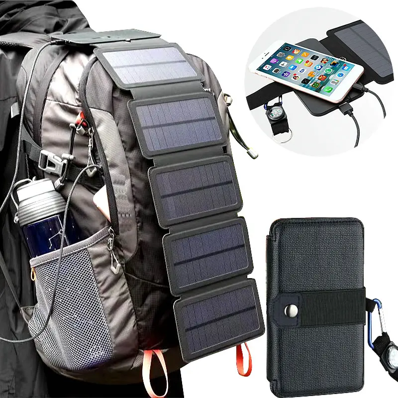 

Folding Outdoor Solar Panel Charger Portable 5V 2.1A USB Output Devices Camp Hiking Backpack Travel Power Supply For Smartphones