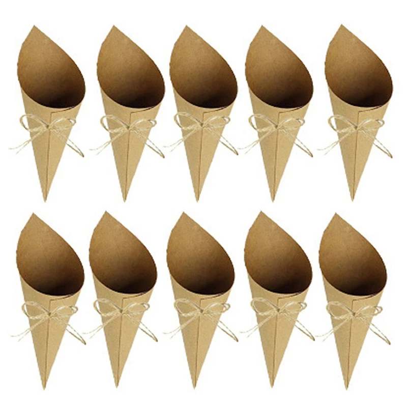 

100Pcs Creative Vintage Kraft Paper Cylinder Confetti Cones Wedding Party Decor
