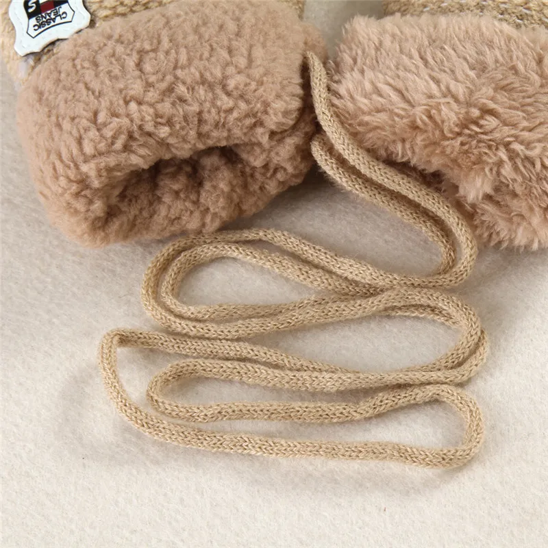 New Arrival Winter Baby Boys Girls Knitted Gloves Warm Rope Full Finger Mittens Gloves For Children Toddler Kids images - 6