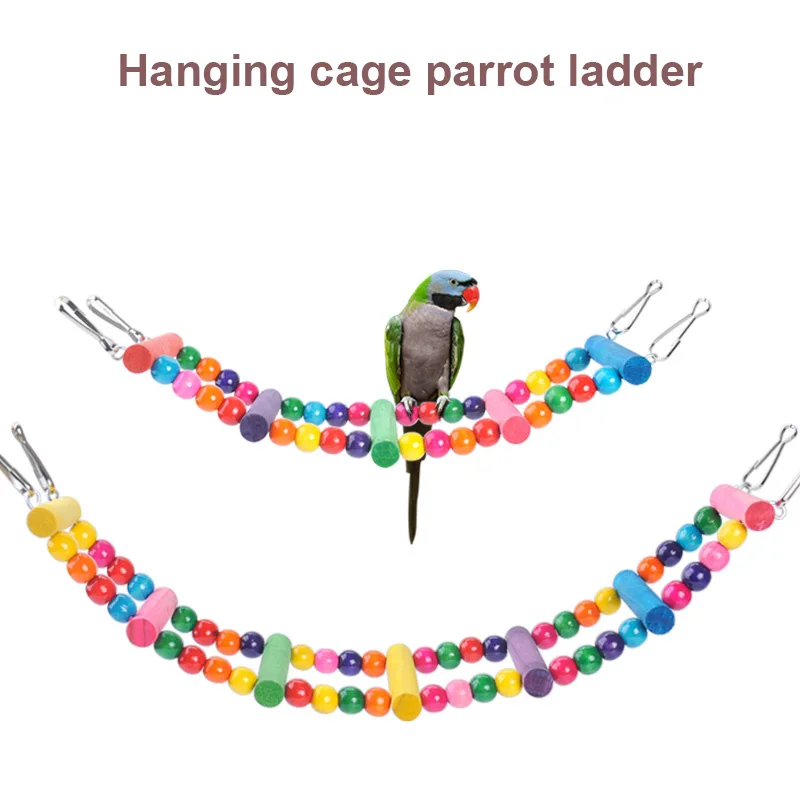 

1pc Birds Pets Parrots Ladders Climbing Toy Hanging Colorful Balls With Natural Wood Parrot Toys Hanging Pet Supplies 2021