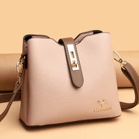 3 layers shoulder bags for women 2022 trend high quality leather messenger bags fashion tote bucket bag luxury designer handbags