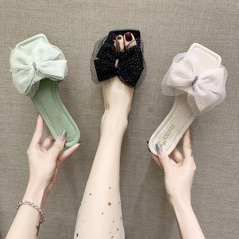 

Шлепанцы женские с узлом-бабочкой, роскошные сланцы, мягкая пляжная обувь из искусственной кожи, лето 2022
