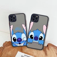 cute stitch and angel phone case for iphone 13 12 11 pro max mini xs 8 7 plus x se 2020 xr matte transparent cover