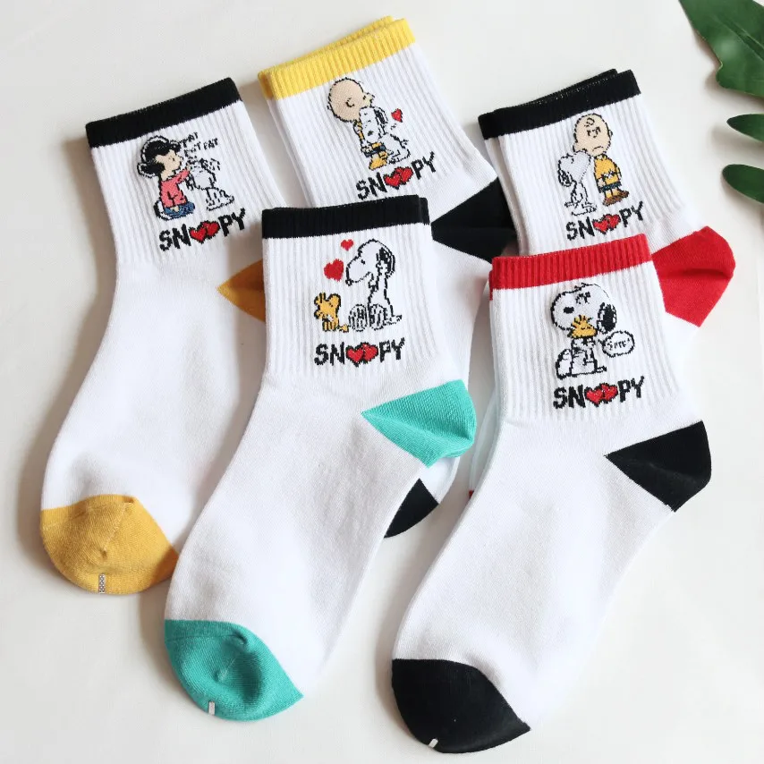 

HOT Fashion Snoopy Women's Socks Cute Harajuku Happy Kawaii Anime Cartoon Cotton Socks Casual Sports Men's Socks Holiday Gift