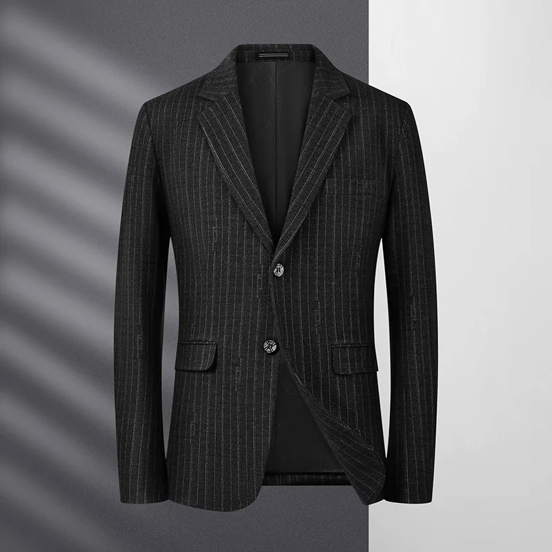 Новое поступление модный большой весенне-осенний мужской костюм в полоску