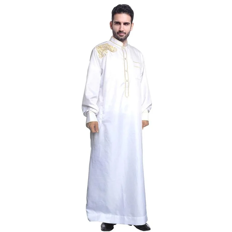Muslim Abaya for Men Jubba Thobe Middle East Long Robes Kaftan Arab Dubai Adult Long sleeve Islamic Clothing