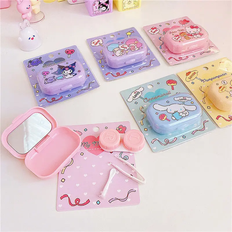 

Sanrio KT Cute Cinnamon Dog Glasses Case Melody Kuromi Pudding Dog Glasses Case Cartoon Storage Box Contact Lenses Gift