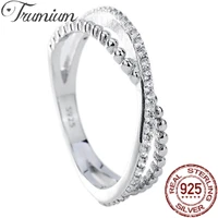 trumium 925 sterling silver x shape cross cz rings for women creative design beads infinite finger ring trendy jewelry gift