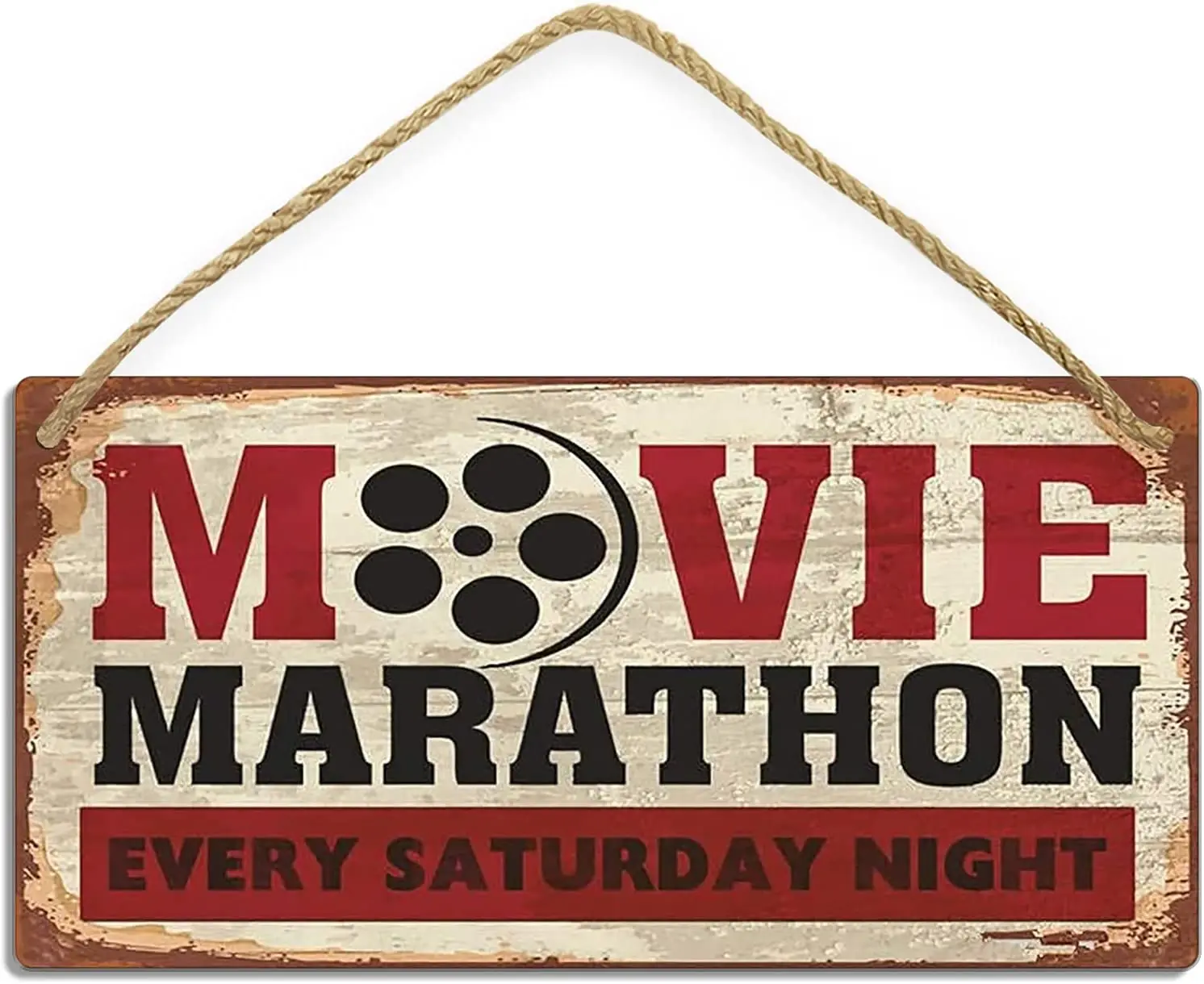 

Retro Cinema Sign Movie Marathon Every Saturday Night Hanging Wooden Cinema Sign Home Decor Movie Theater Decor