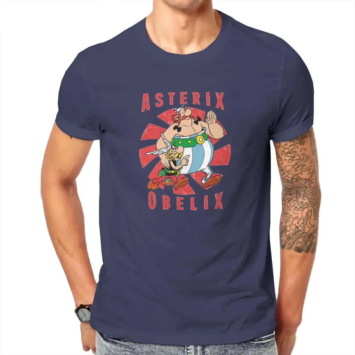 Asterix Obelix cartoon T-Shirts Men  Vintage 100% Cotton Tees Round Collar Short Sleeve T Shirts 4XL 5XL 6XL Tops
