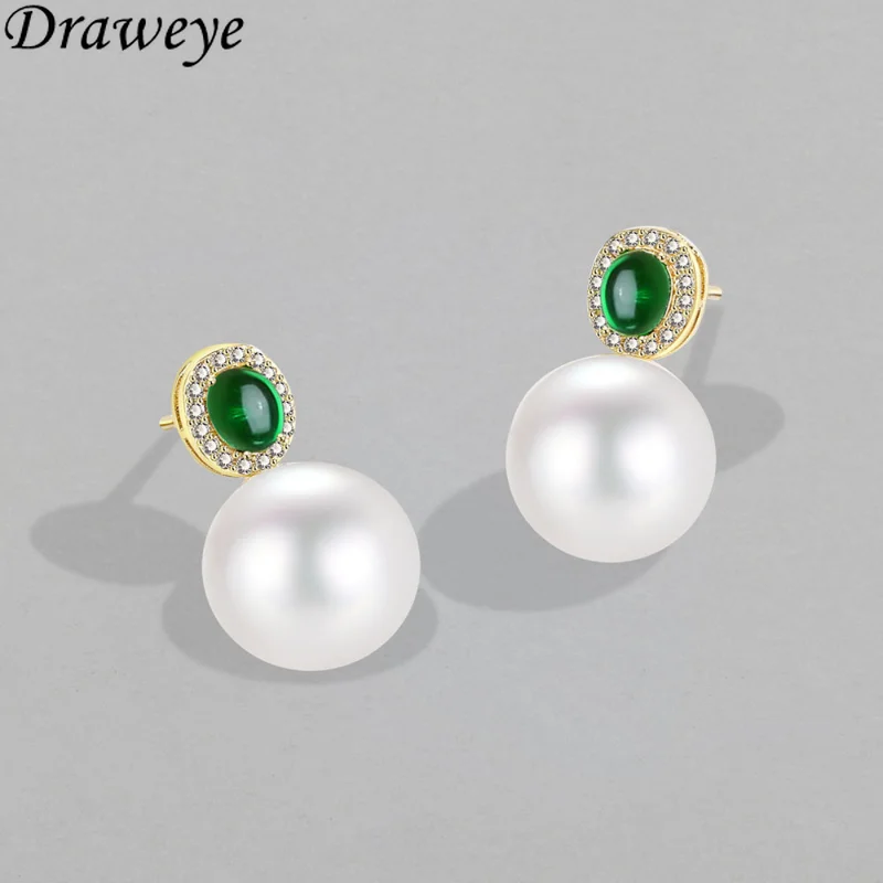 

Draweye Pearls Earrings for Women Luxury Quality Korean Fashion Elegant Vintage Jewelry Geometric Pendientes Sweet Stud Earrings