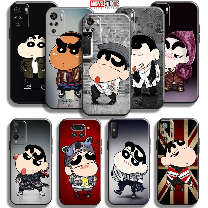 

Cartoon Crayon Shin-chan Phone Case For Xiaomi Redmi Note 10 10S 10T 10 9T 9S 9 Pro Max 5G Redmi 10 9 9T 9A 9C Carcasa Black