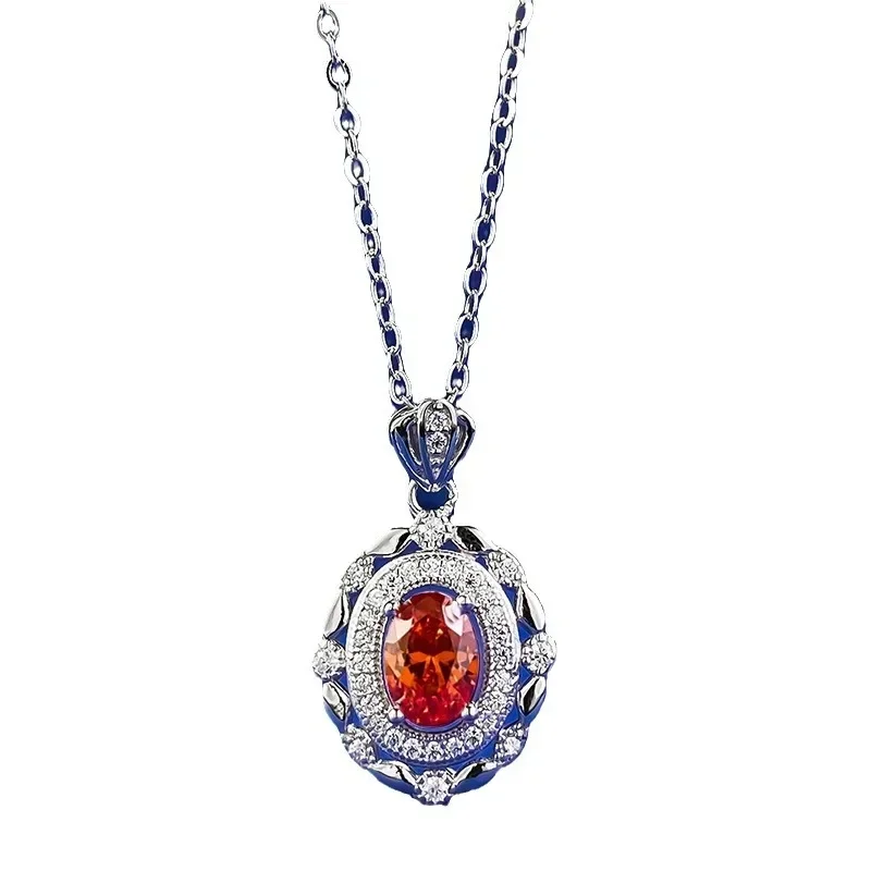 Новый S925 серебро 5*7 мм овальный оранжевый кулон Fenda универсальный для ежедневного