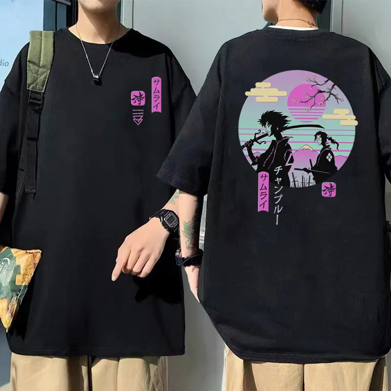 

Anime Samurai Chillhop Graphic Tshirt Male Japanese Style Manga Tops T-shirts Men Women Cotton Oversized Short Sleeve T Shirts