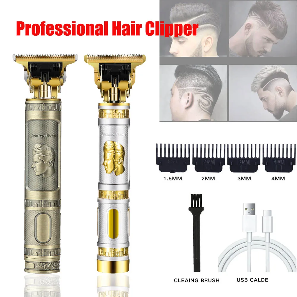 

Перезаряжаемый USB винтажный триммер для волос T9, Парикмахерская, электрическая Беспроводная Бритва для бороды для мужчин, профессиональная машинка для стрижки волос