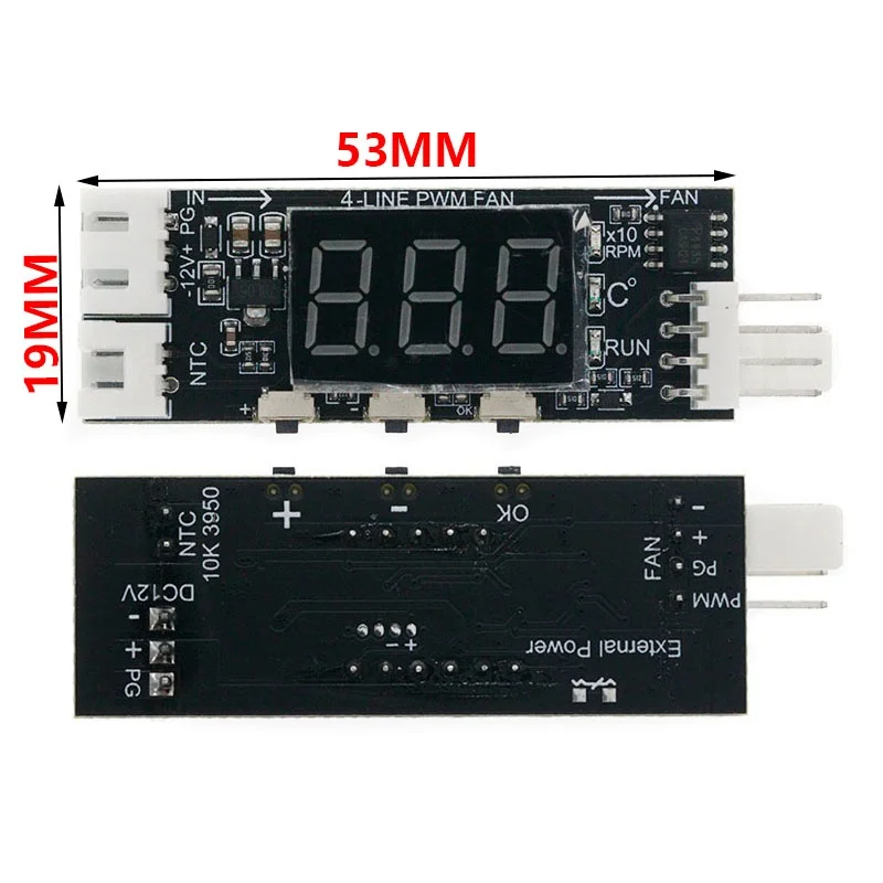 Контроллер температуры и скорости вентилятора DC 12V 4-проводной PWM с цифровым дисплеем, поддержка управления вентилятором 3А (вклвыкл) (art.: 3920db8bb08db) - 3920db8bb08db