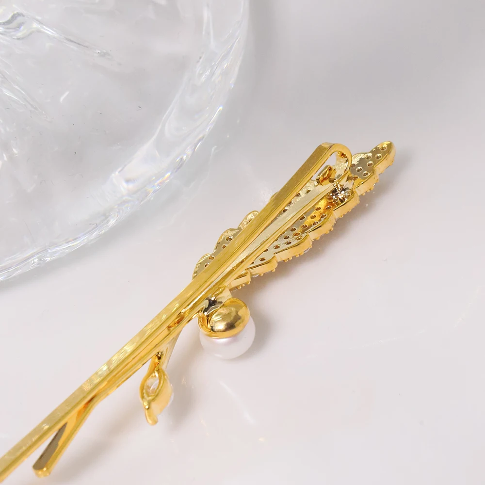 Натуральный пресноводный жемчуг инкрустированный цирконом аксессуары для волос