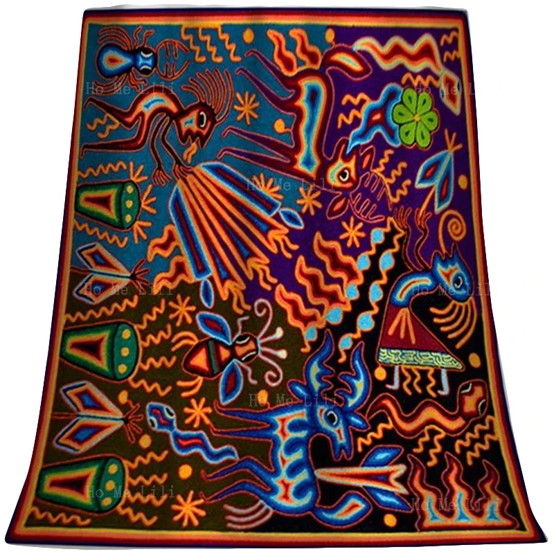 Мексиканский Племенной оаксака Бохо хуихол пряжа вилка рисование красочная