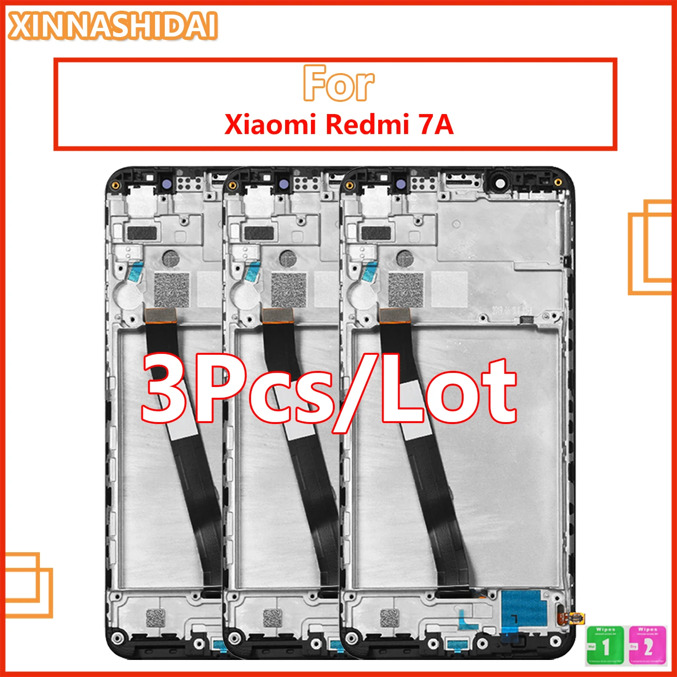 Сенсорный экран для Xiaomi Redmi 7A 3 шт. дигитайзер в сборе Замена с рамкой запасная