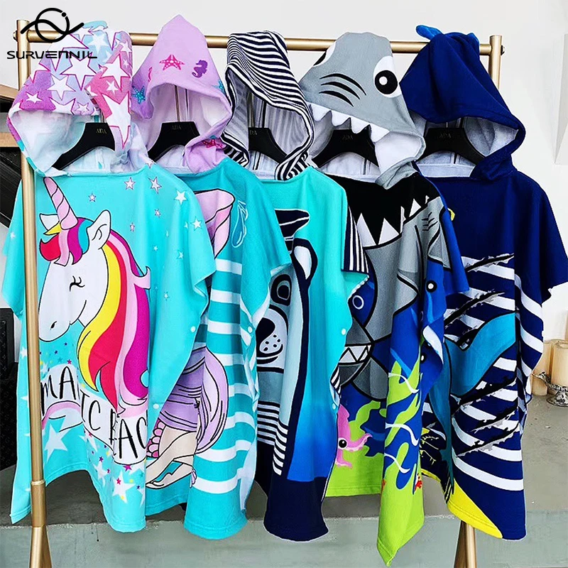Baby Cover Up Surf Poncho Boy Girl Unicorn Shark Hooded Chil