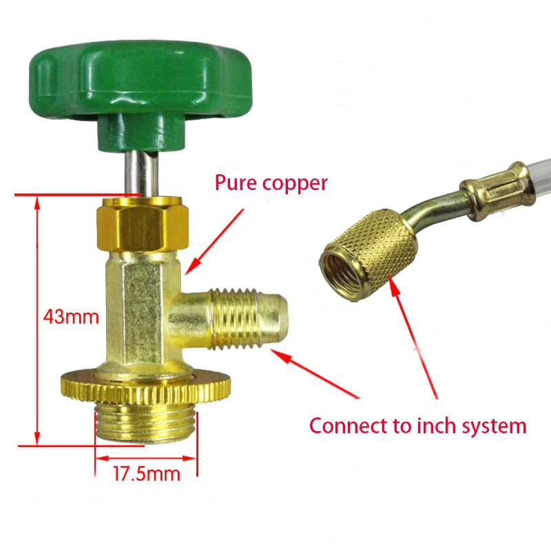 Description Picture 5 of itemR12 R22 R410 R134A Air conditioning liquid filling safety valve open valve bottle opener refrigerant special fluoride tool