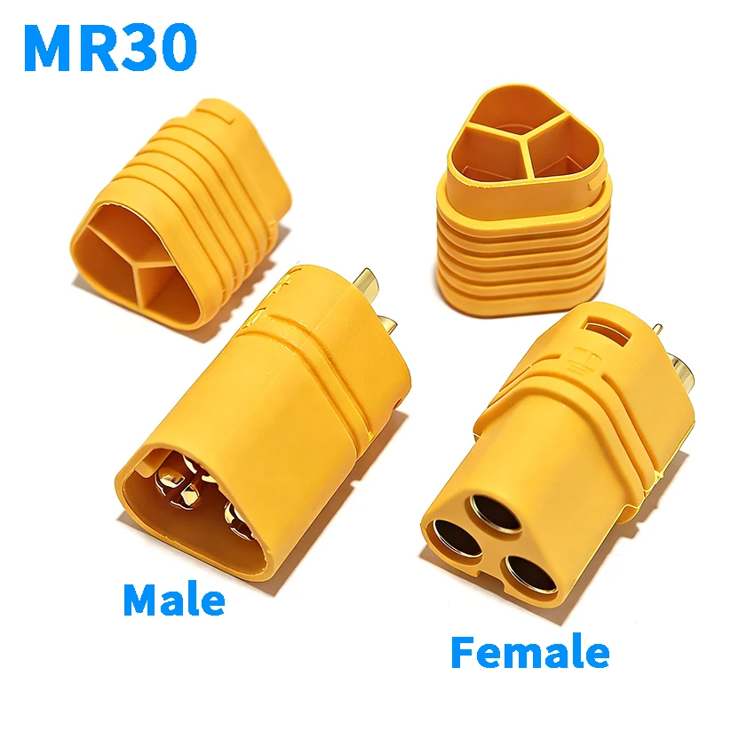 Фото Разъем MR60 MR30 MT30 MT60-M/F (штекер/гнездо) с защитным кожухом для RC Lipo аккумуляторов и авиамоделей, 3-контактный №2