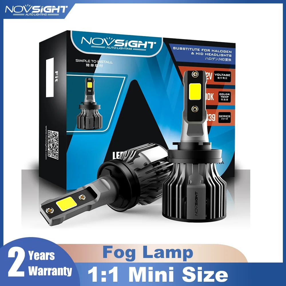 

NOVSIGHT Led Car Bulb H11 H8 H9 9005 HB3 9006 HB4 Fog Light Bulbs 1:1 Minis Size Design 72W 10000LM 6000K Plug and Play Fog Lamp