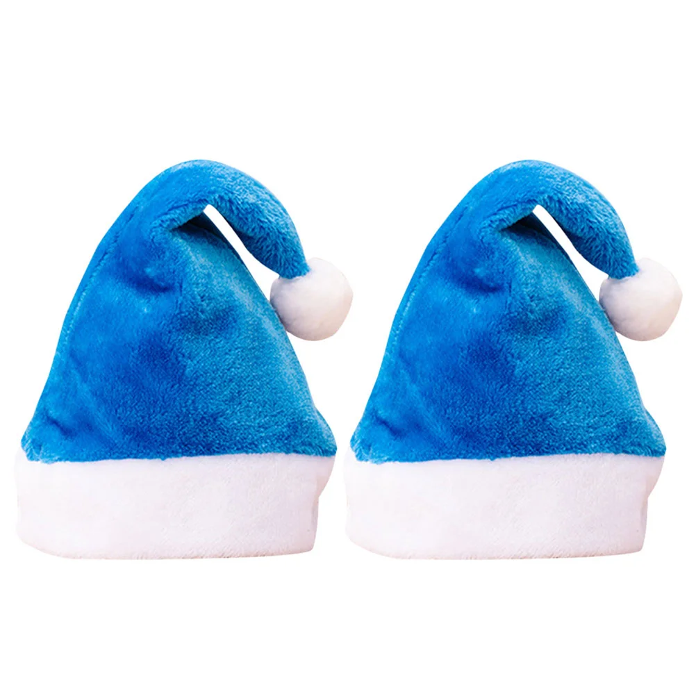 

2pcs Santa Christmas Hats Blue Santa Claus Hats Christmas Decoration Hats