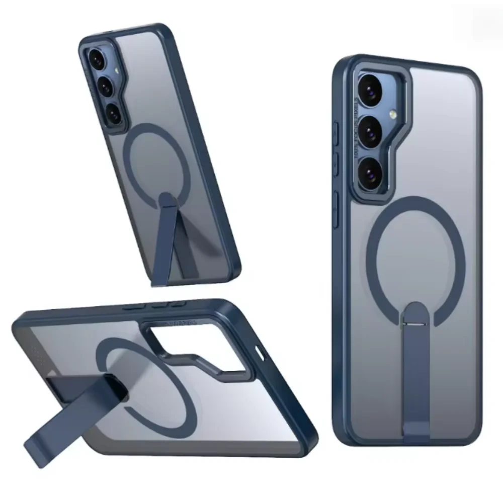 Фото Роскошный чехол-подставка для беспроводной магнитной зарядки Magsafe для Samsung S26 S25 S24 S23 Ultra Plus S24 FE Edge, прозрачный чехол-держатель №1
