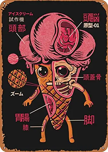

ICE Cream Kaiju Vintage Look Metal Sign Art Prints Retro Gift 8x12 Inch