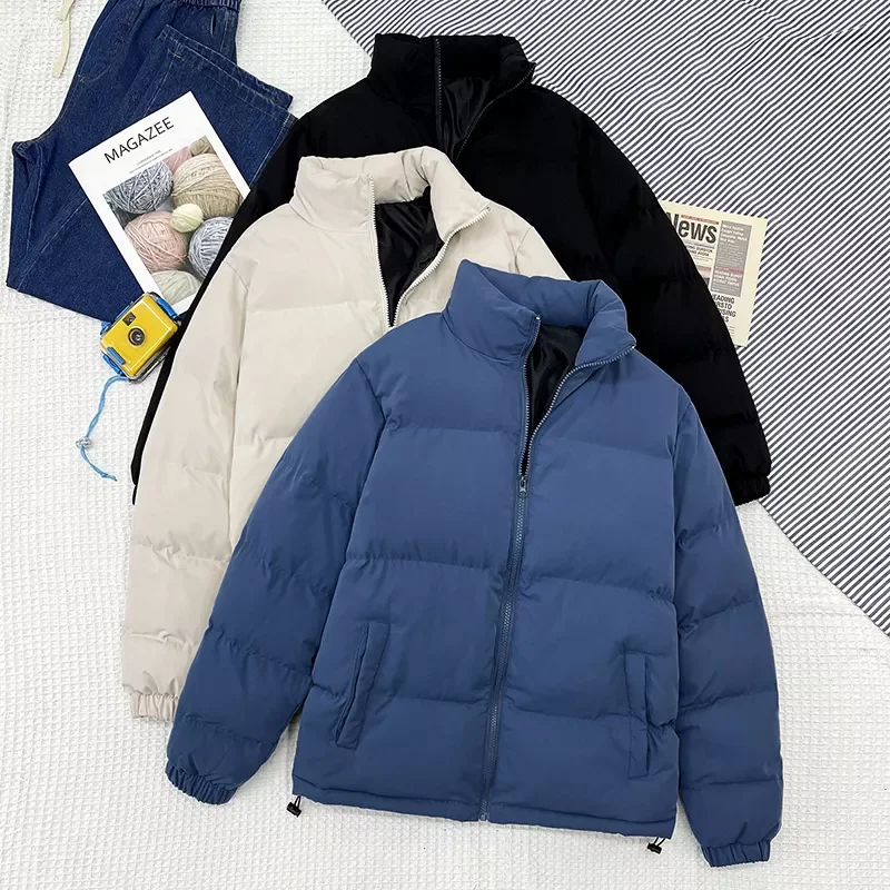 casual parka men solid color winter men's coat fashion women's winter jackets harajuku warm men's winter jacket