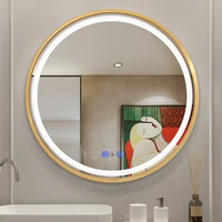 smart round bathroom mirror led light border metal electric bathroom mirror gold free shipping espejo pared bathroom fixtures