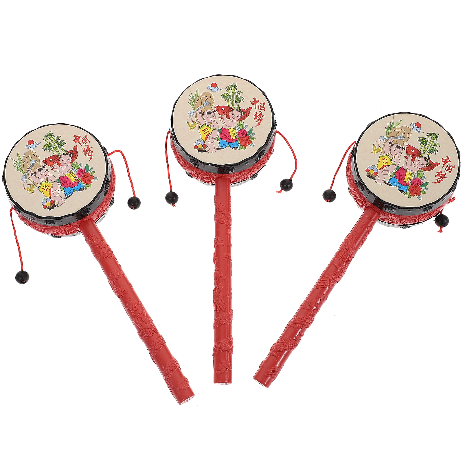 

3 Pcs Baby Musical Instrument Toys Shaker Sensory Kids - Drum Toddlers Educational Hand Grip Rattles Bell Cartoon