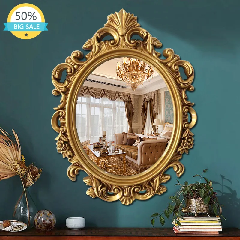 

Large Size Vintage Wall Mirror Hanging Bathroom Luxury Aesthetic Vanity Mirror Oval Dressing Table Specchio Parete Home Decor