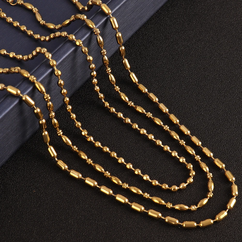 Ожерелья из нержавеющей стали 316 для женщин ожерелье с длинными бусинами цепочка