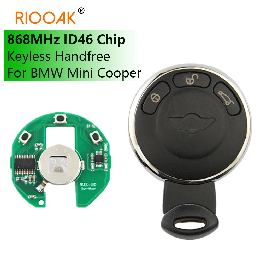 

868Mhz Keyless Handfree with ID46 Chip 3 Buttons Smart Replacement Car Remote Key Auto Smart Card For BMW Mini Cooper