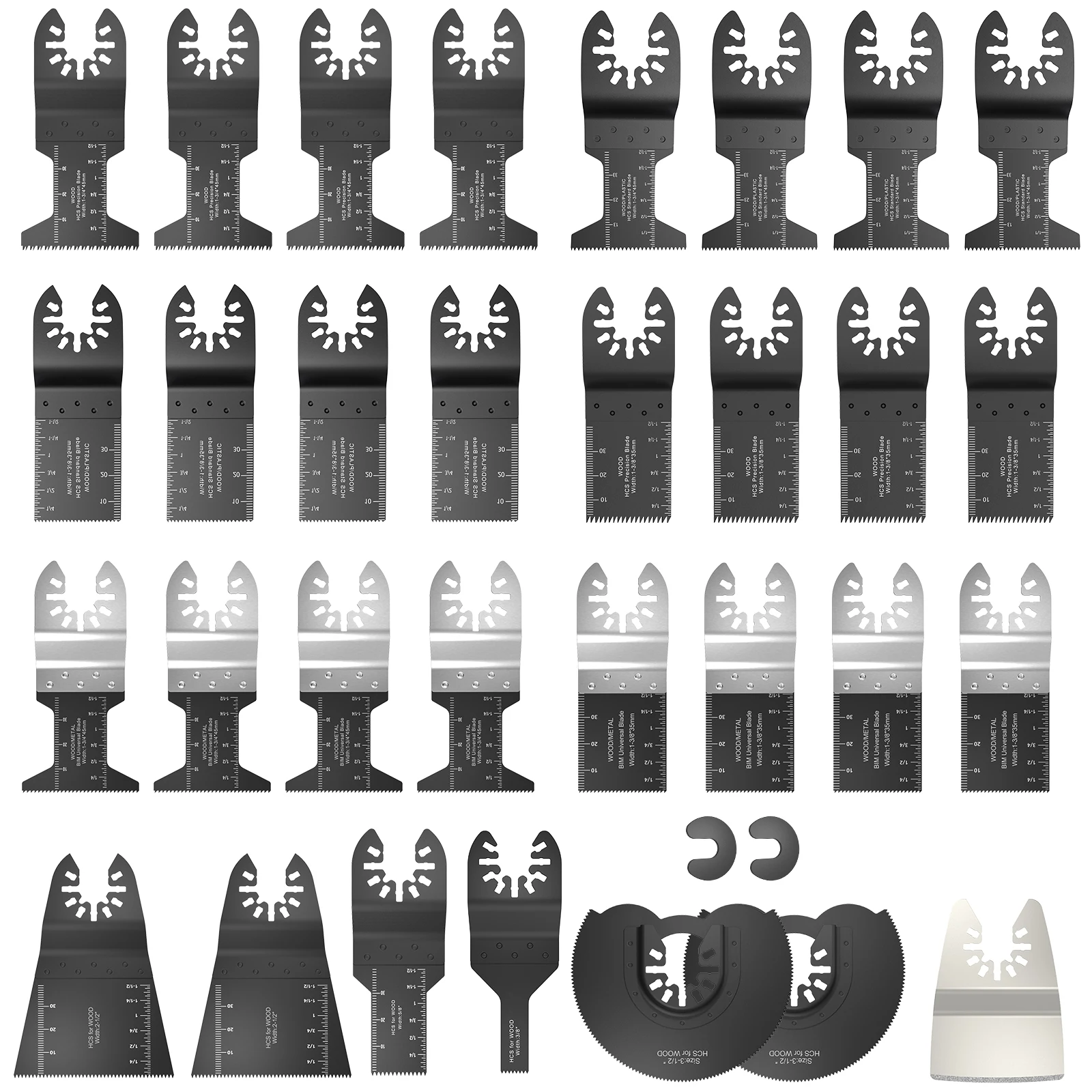 

33Pcs Multitool Blades HCS Saw Blades Quick Release Oscillating Blades Fast Cutting Saw Blades For Wood Plastic Metal Cutting