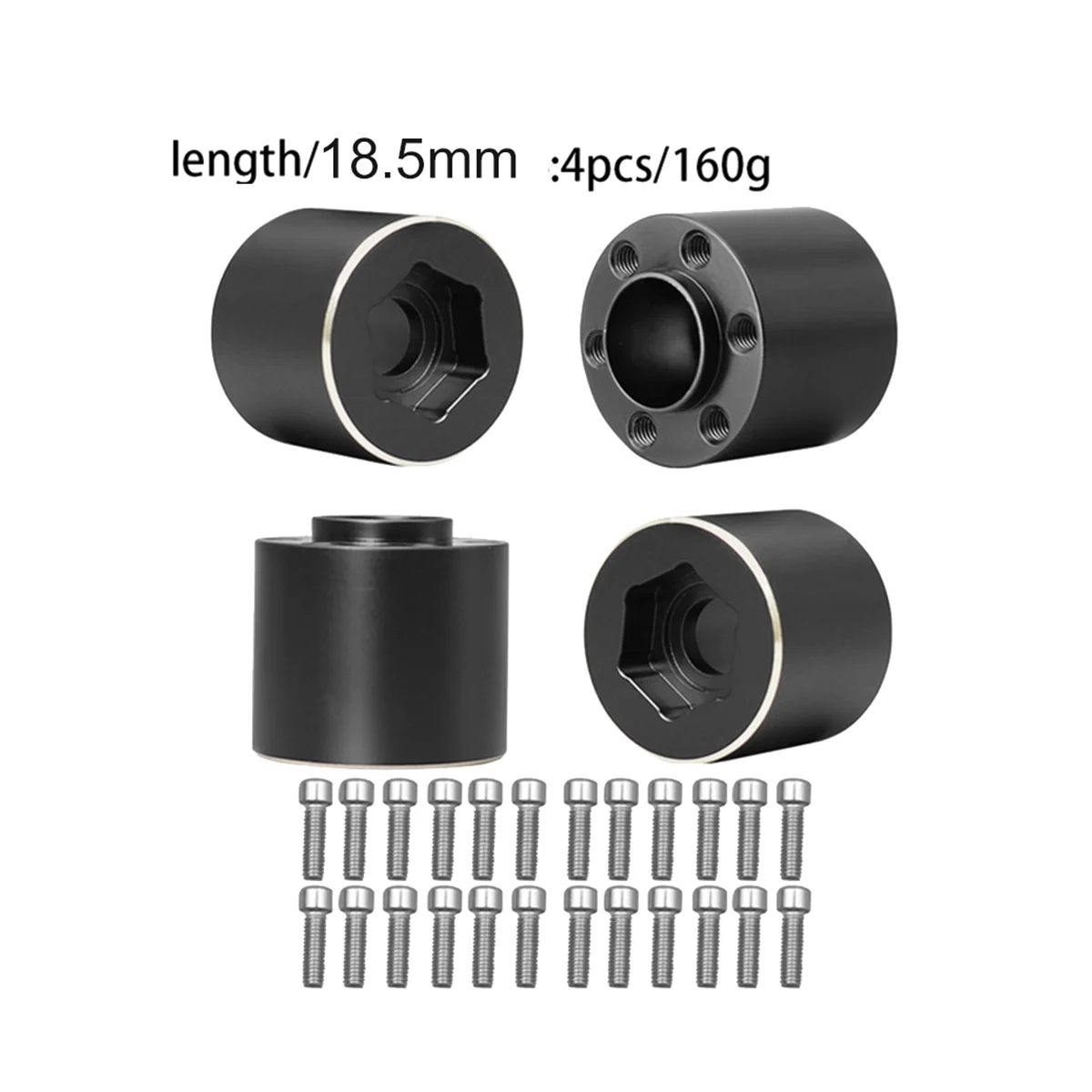 

4Pcs Brass Weights 18.5mm Wheel Hex Hub Widen Adapter for 1/10 RC Crawler 1.9 2.2Inch Wheels Rim Axial SCX10 TRX4