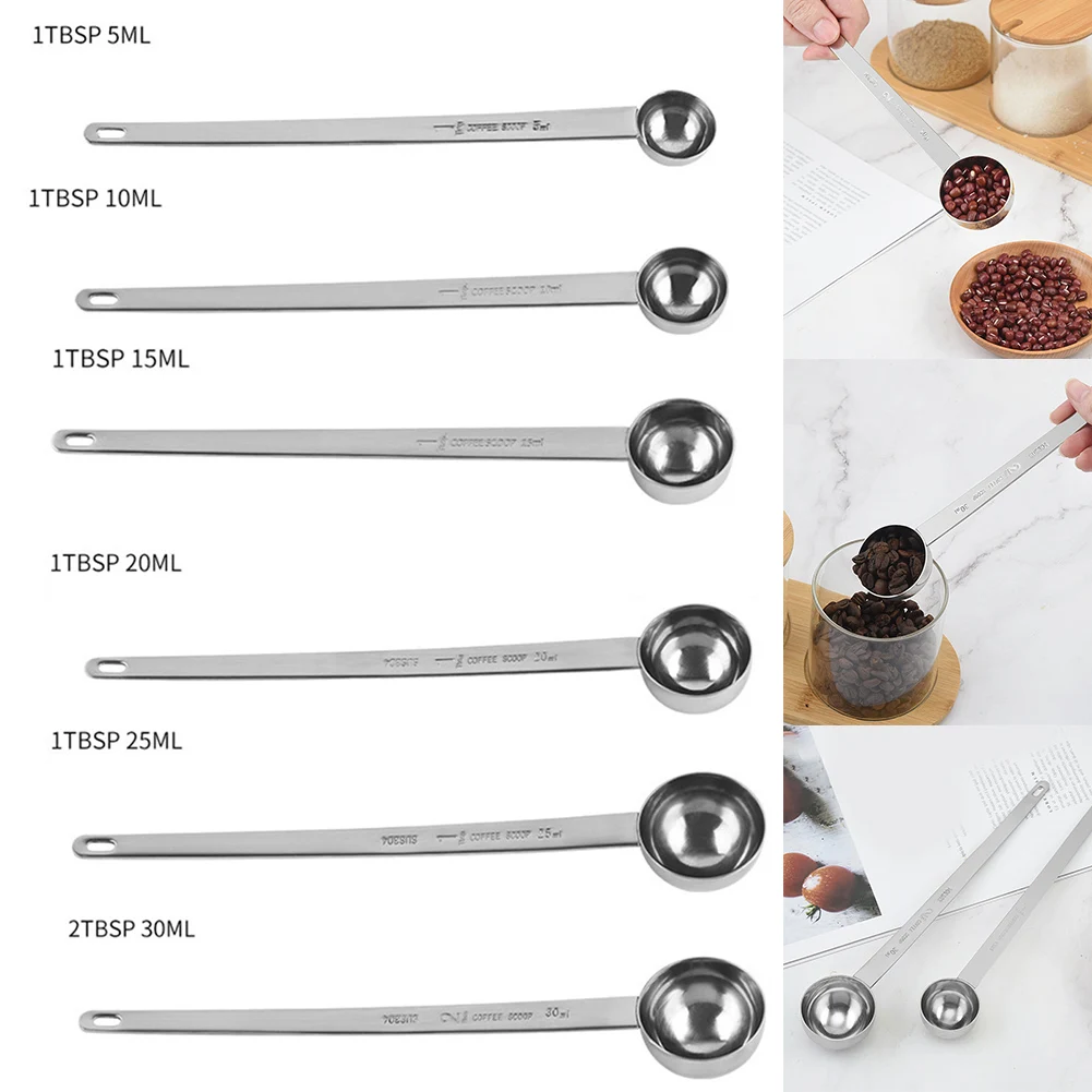 

Stainless Steel Coffee Spoon Measuring Scoop Long Handle Stirring Spoon Graduated Spoon Coffee Tea Tools Accessories