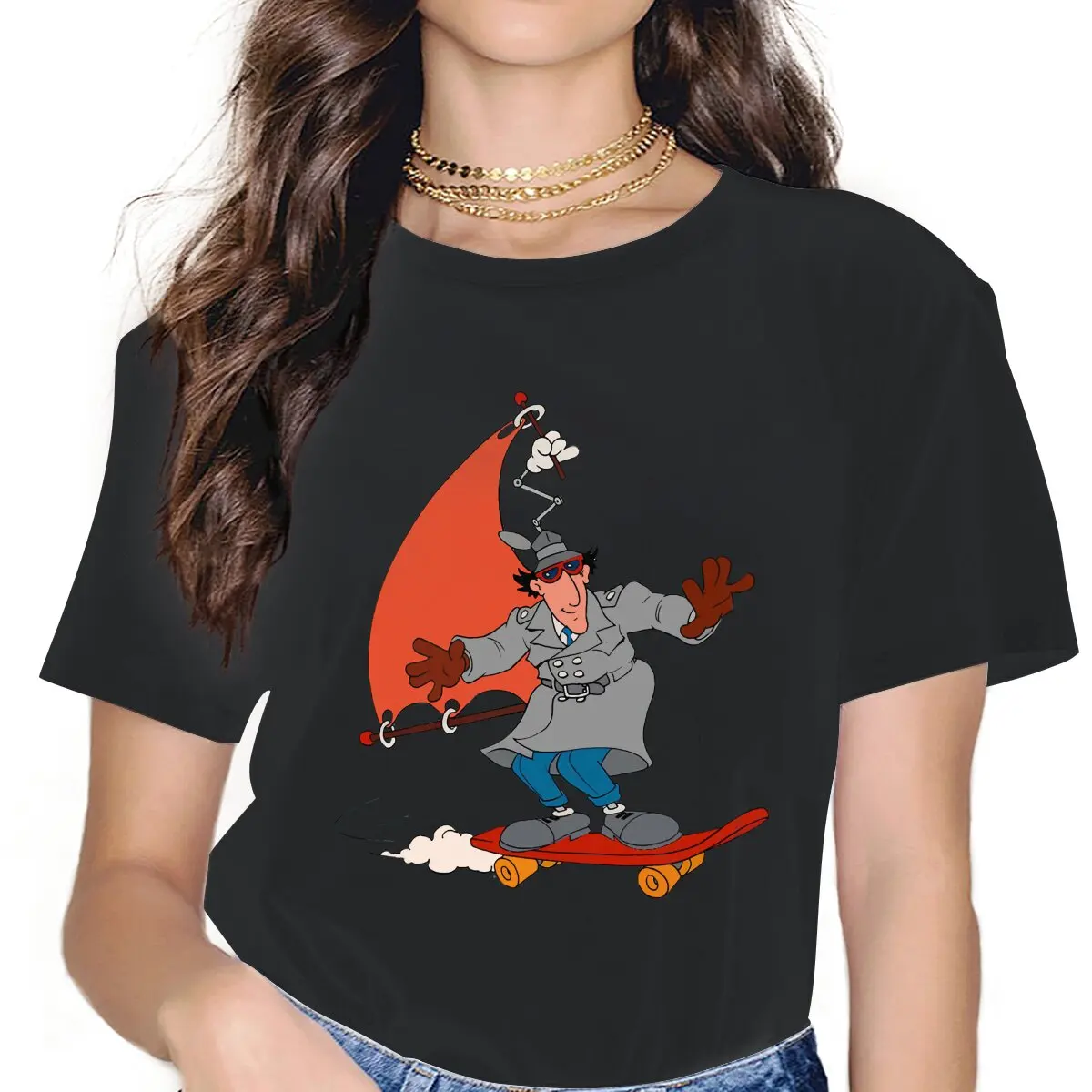 

Relax Halloween Cute Girls Women T-Shirt Inspector Gadget Scott McCord Jett 5XL Blusas Harajuku Casual Short Sleeve Vintage Tops