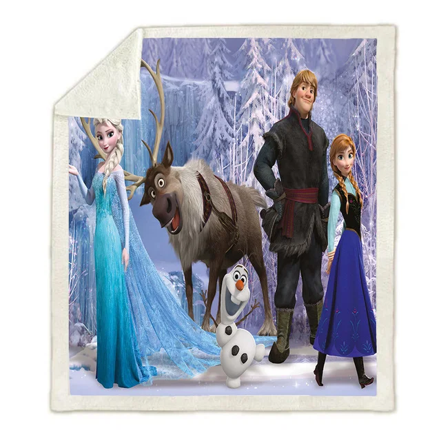 

Disney Frozen 2 Elas Anna Little Blanket Girl Cover Blanket Double Thicken Winter Cover Leg Siesta Blanket shower curtain