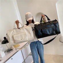 Women's Bag Fashion PU Leather Large Duffle Travel Bag Organizer Sports Gym Bags Outdoor Shoulder Crossbody Bag Weekend Handbags